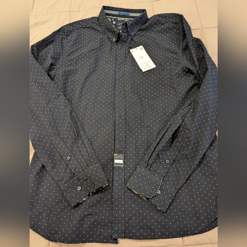 Men's Navy Blue Printed Poplin Shirt